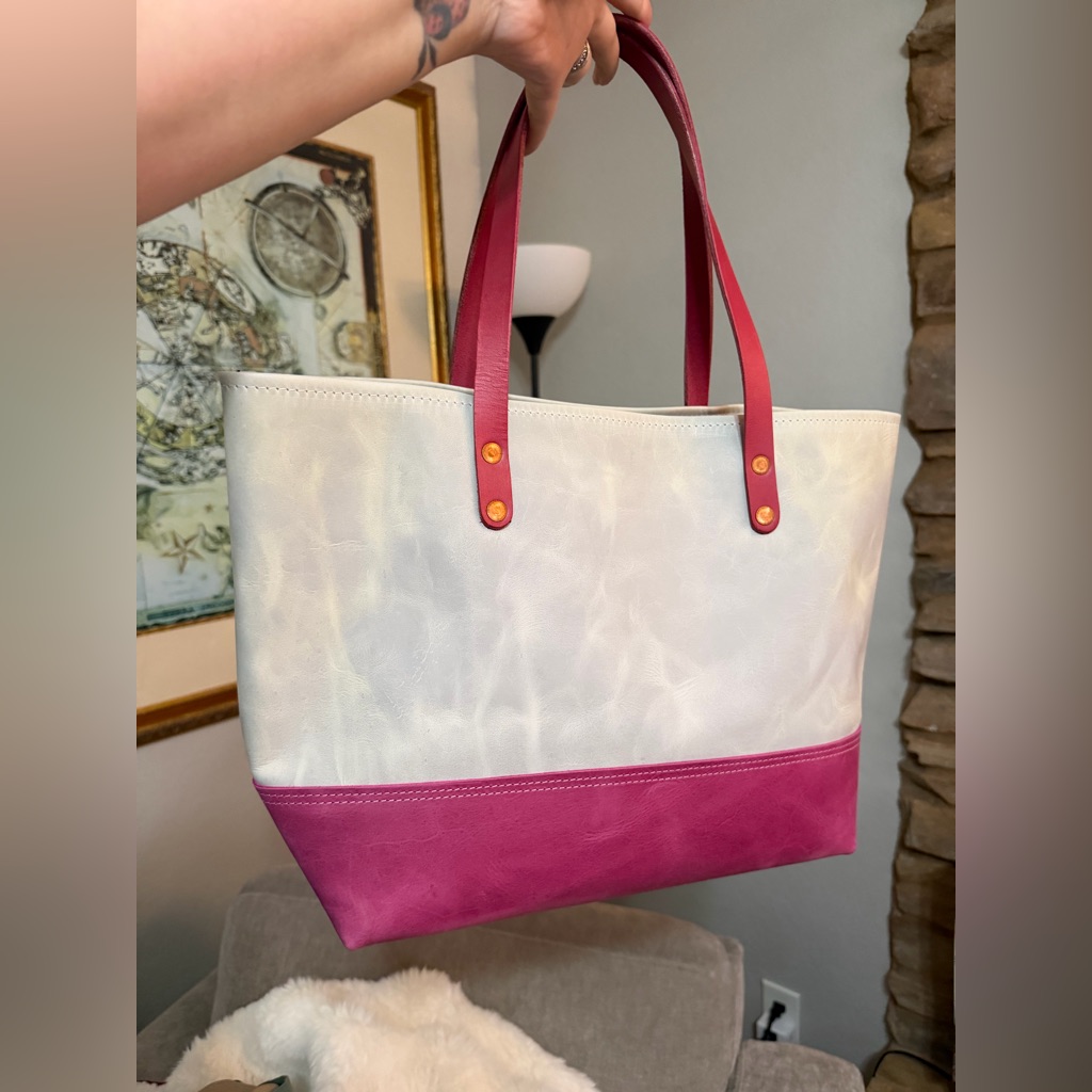 Kmm And Co Pearl & Pink East West Panel Tote